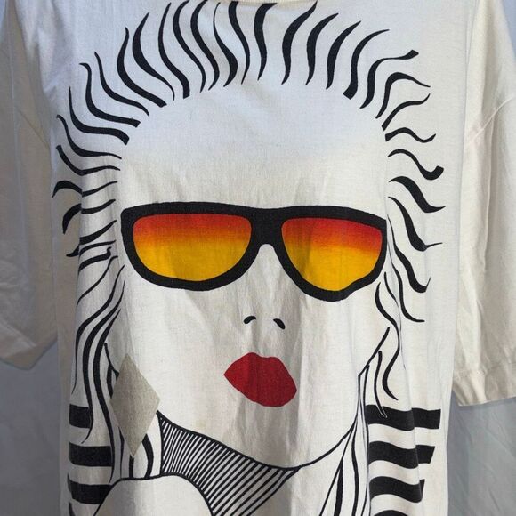 Vtg 1980s/90s Cancun t shirt XL woman sunglasses Neon Beach SIng Stitch Mariachi - Picture 2 of 10